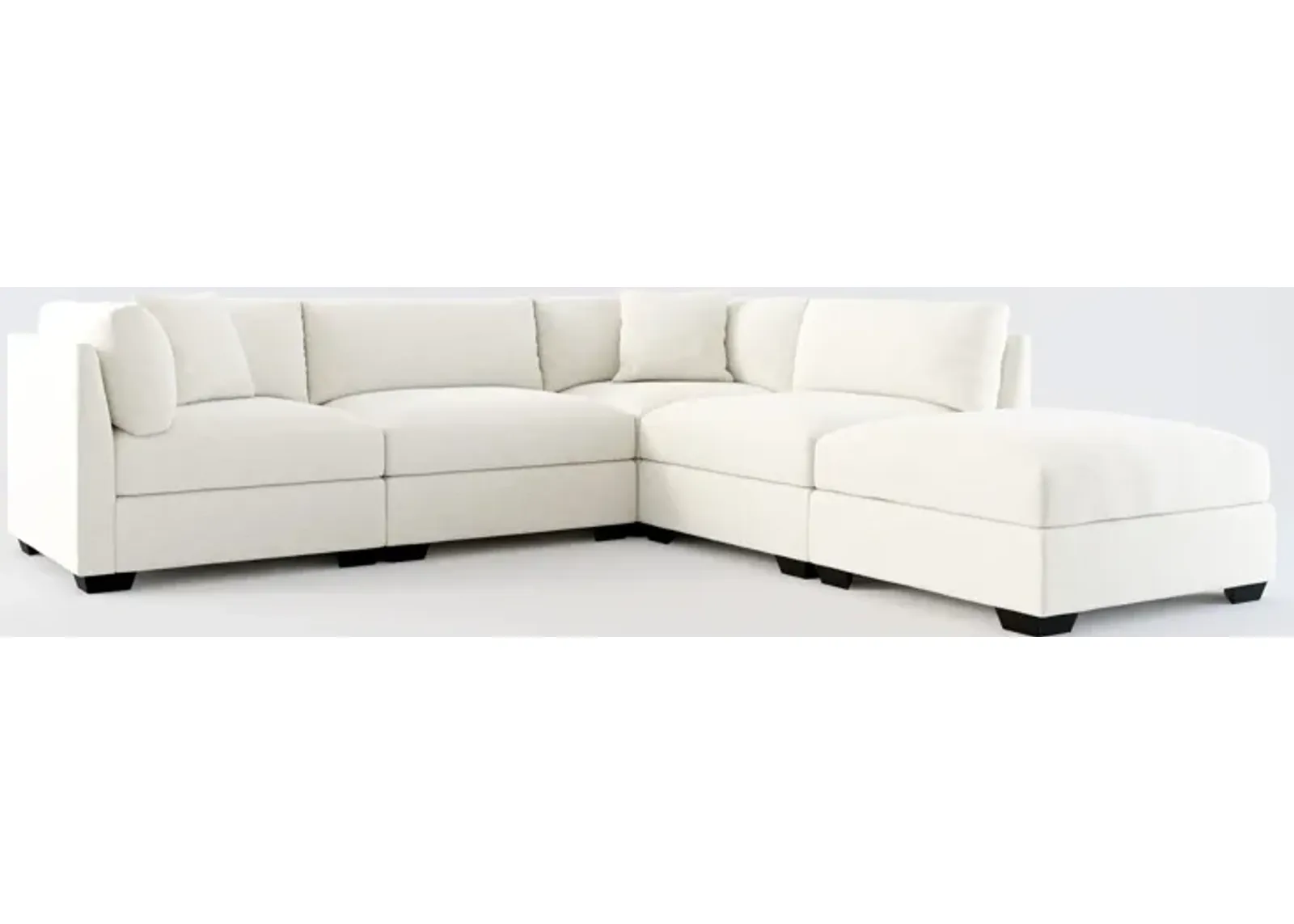 Beckham Foam Comfort 4-Piece Sectional and Ottoman - Living Large White