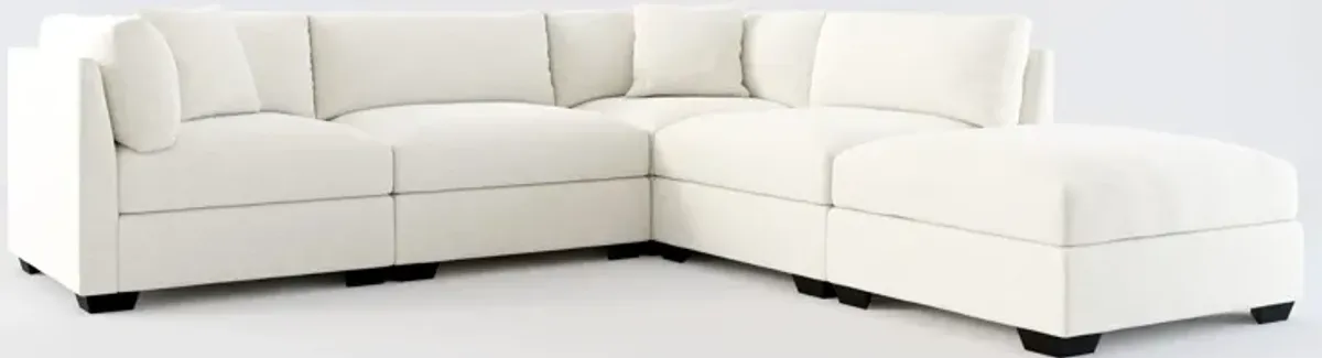 Beckham Foam Comfort 4-Piece Sectional and Ottoman - Living Large White