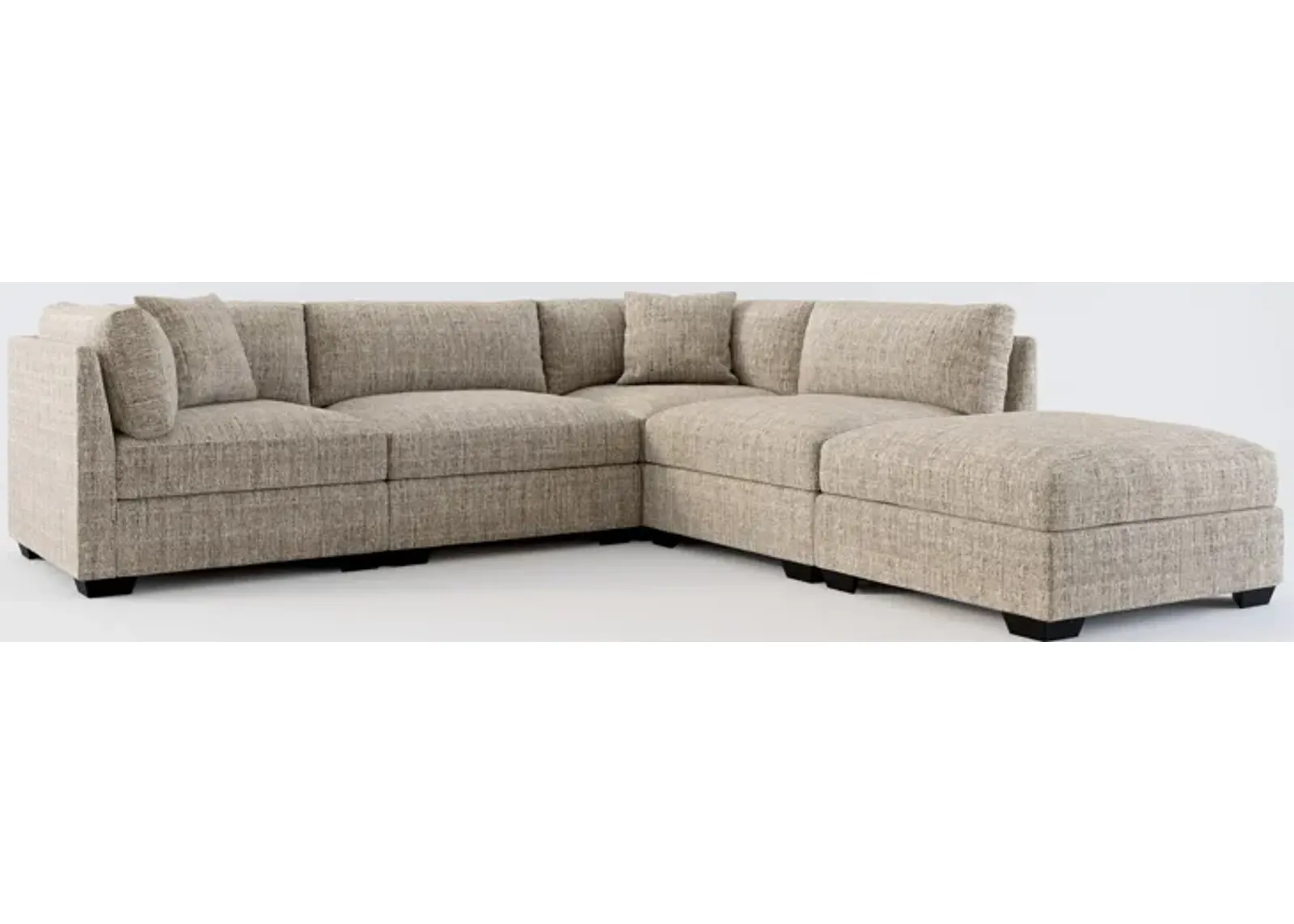 Beckham Foam Comfort 4-Piece Sectional and Ottoman - Mason Flint