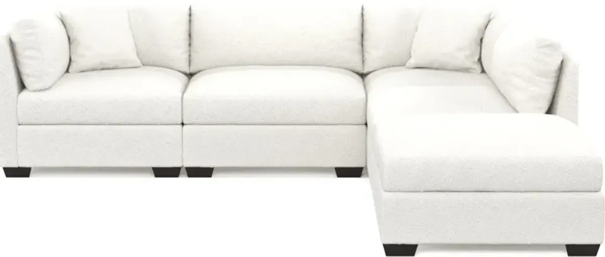 Beckham Foam Comfort 4-Piece Sectional and Ottoman - Bloke Snow