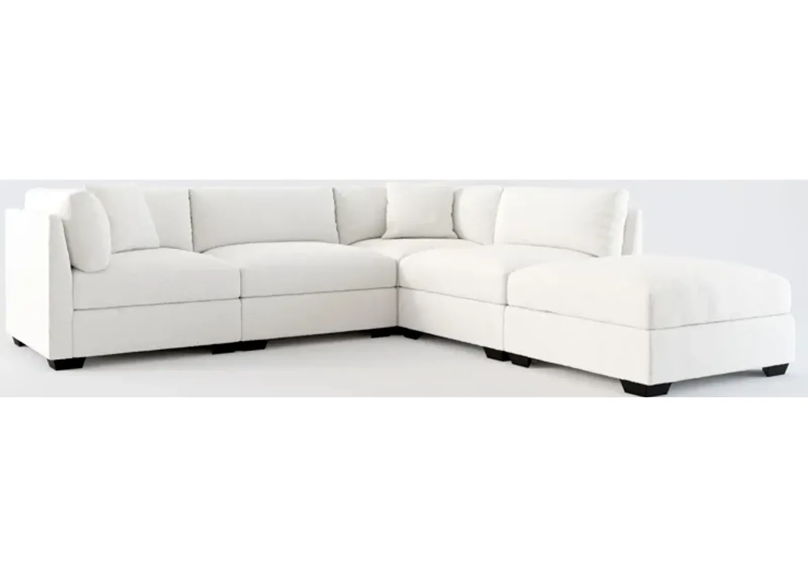 Beckham Foam Comfort 4-Piece Sectional and Ottoman - Bloke Snow