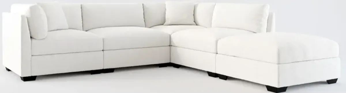 Beckham Foam Comfort 4-Piece Sectional and Ottoman - Bloke Snow