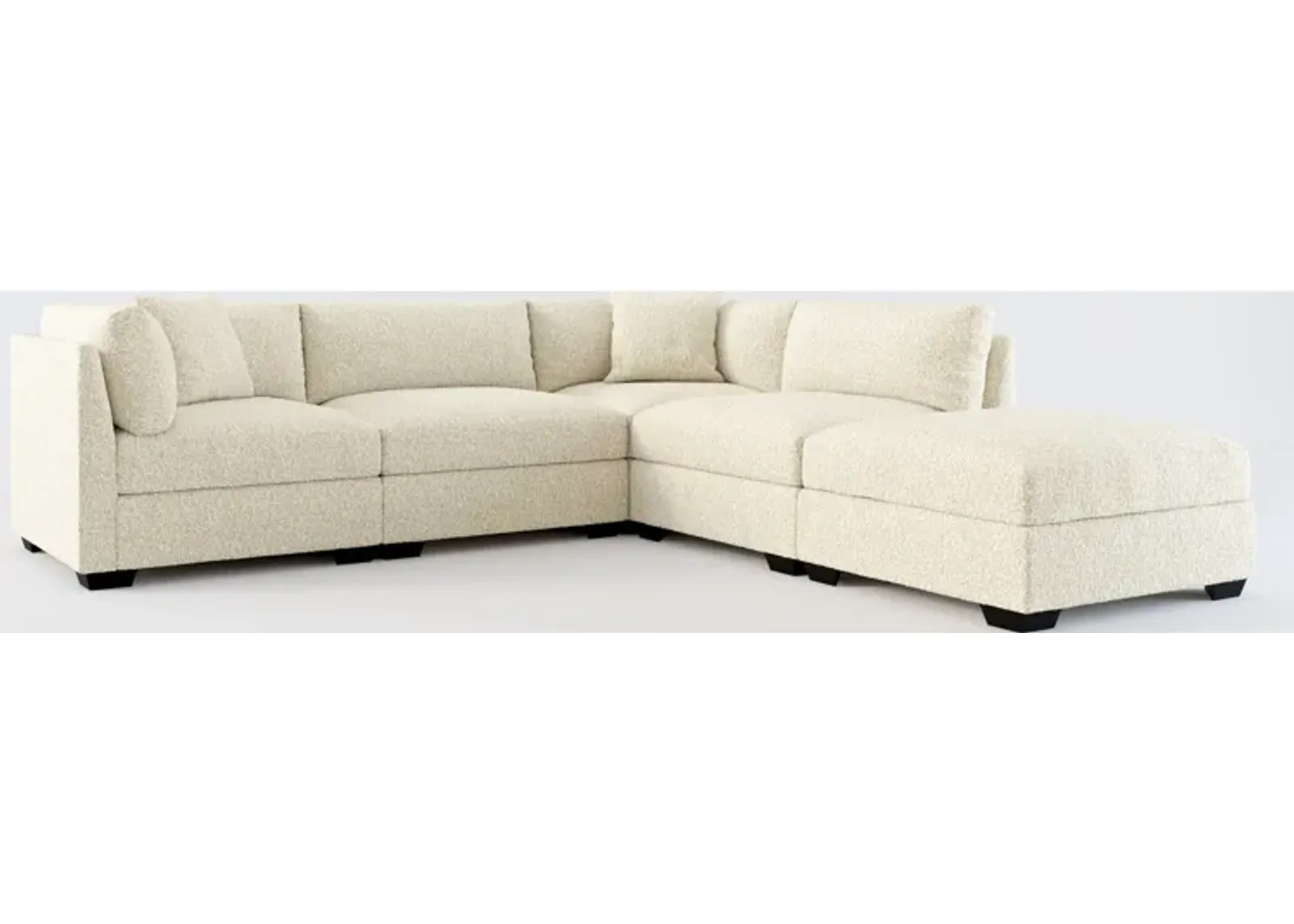 Beckham Foam Comfort 4-Piece Sectional and Ottoman - Bloke Cotton