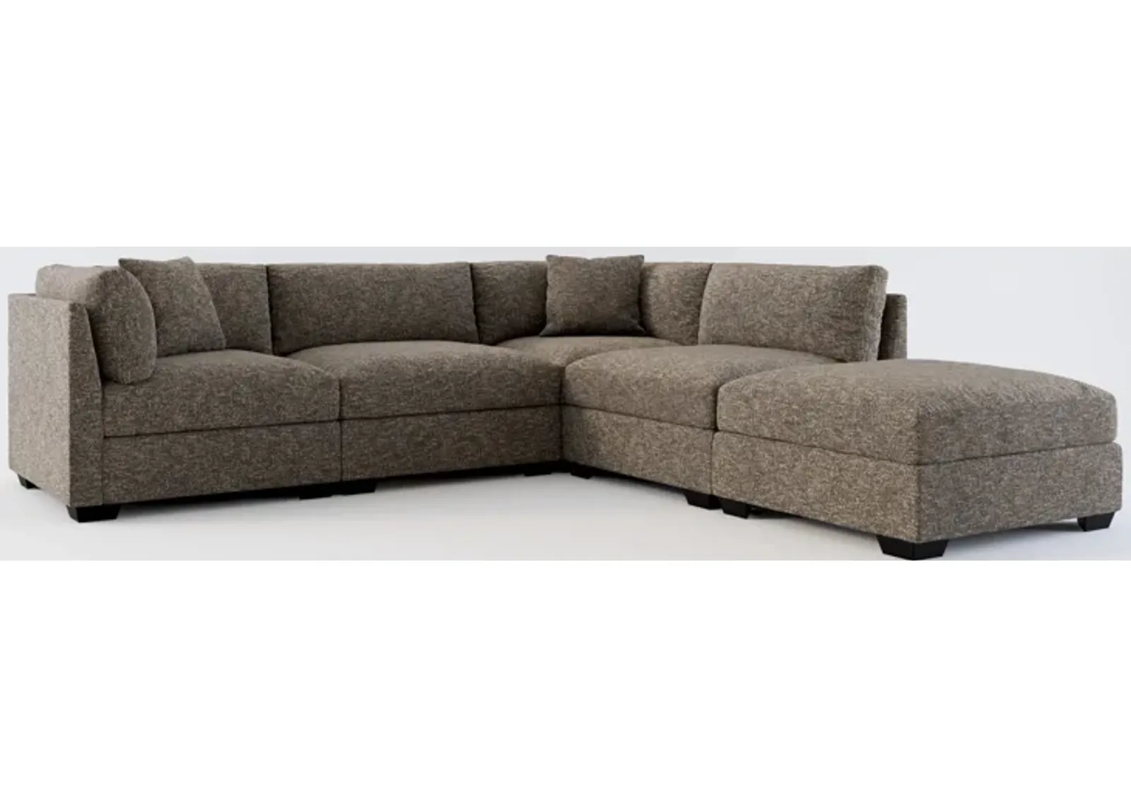 Beckham Foam Comfort 4-Piece Sectional and Ottoman - M Walnut