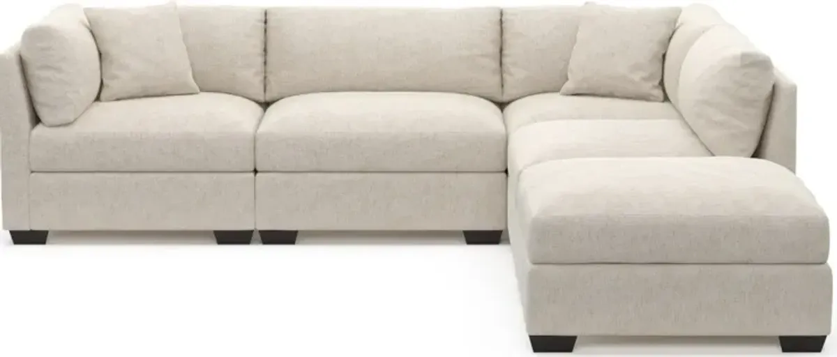 Beckham Foam Comfort 4-Piece Sectional and Ottoman - M Ivory