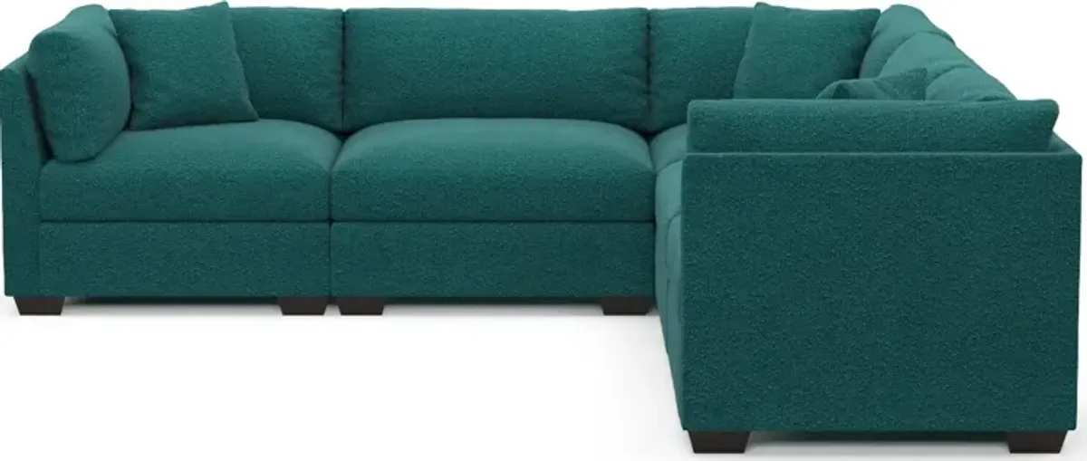 Beckham Foam Comfort 5-Piece Sectional - Bloke Peacock