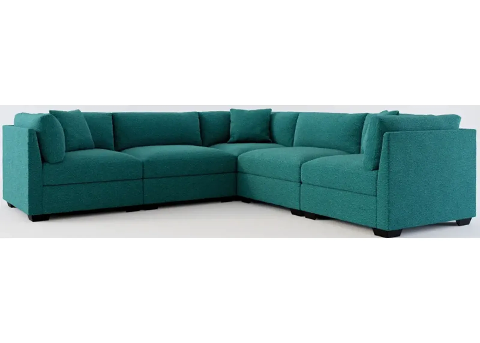 Beckham Foam Comfort 5-Piece Sectional - Bloke Peacock