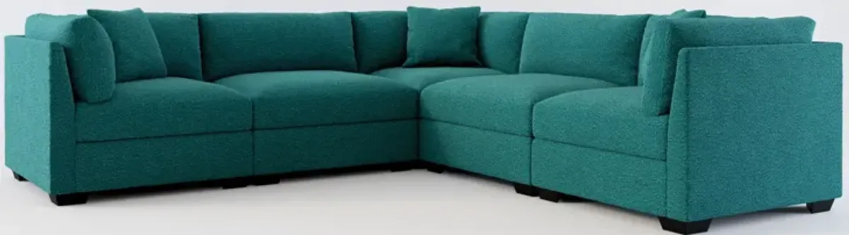 Beckham Foam Comfort 5-Piece Sectional - Bloke Peacock