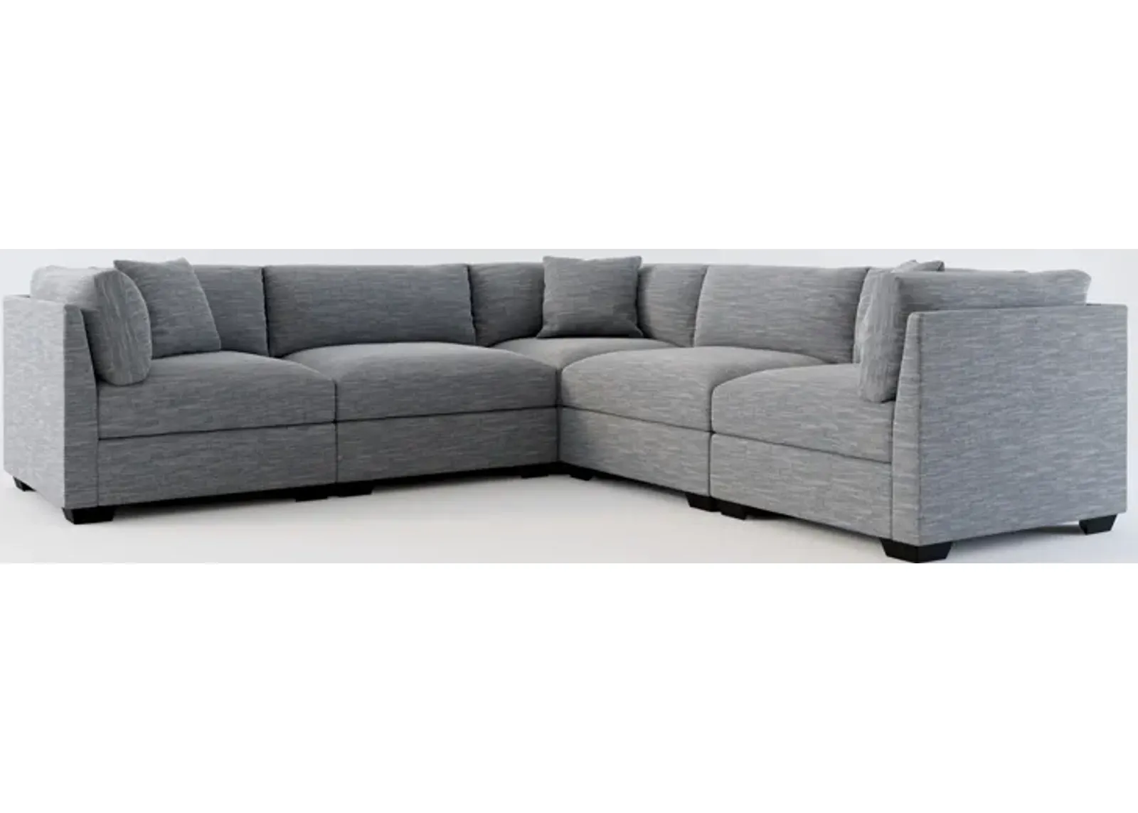 Beckham Foam Comfort 5-Piece Sectional - Dudley Indigo