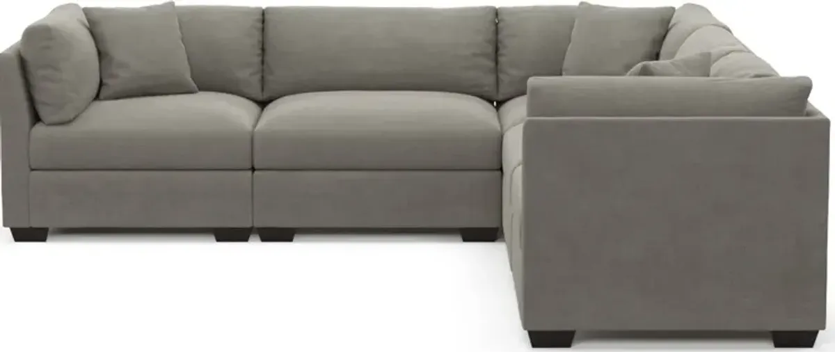 Beckham Foam Comfort 5-Piece Sectional - Abington Fog