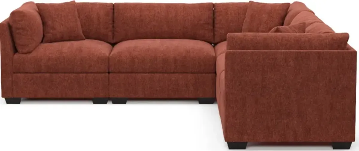 Beckham Foam Comfort 5-Piece Sectional - Contessa Paprika