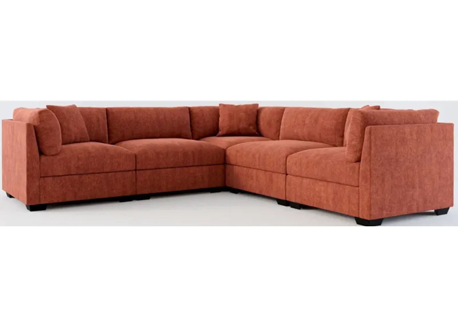 Beckham Foam Comfort 5-Piece Sectional - Contessa Paprika