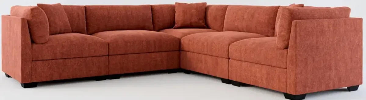 Beckham Foam Comfort 5-Piece Sectional - Contessa Paprika