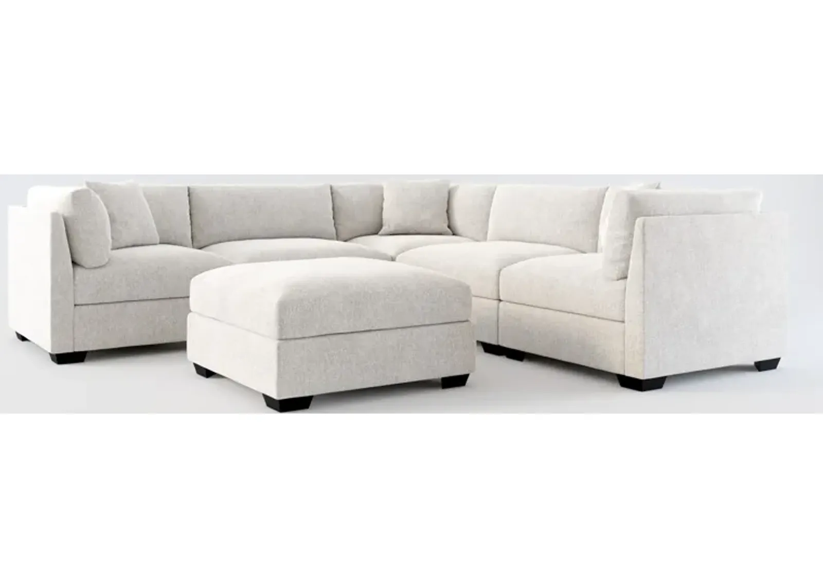 Beckham Foam Comfort 5-Piece Sectional and Ottoman - Burmese Granite