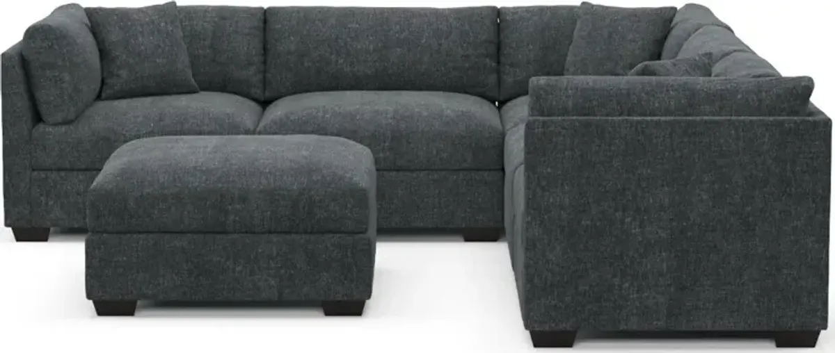 Beckham Foam Comfort 5-Piece Sectional and Ottoman - Contessa Shadow