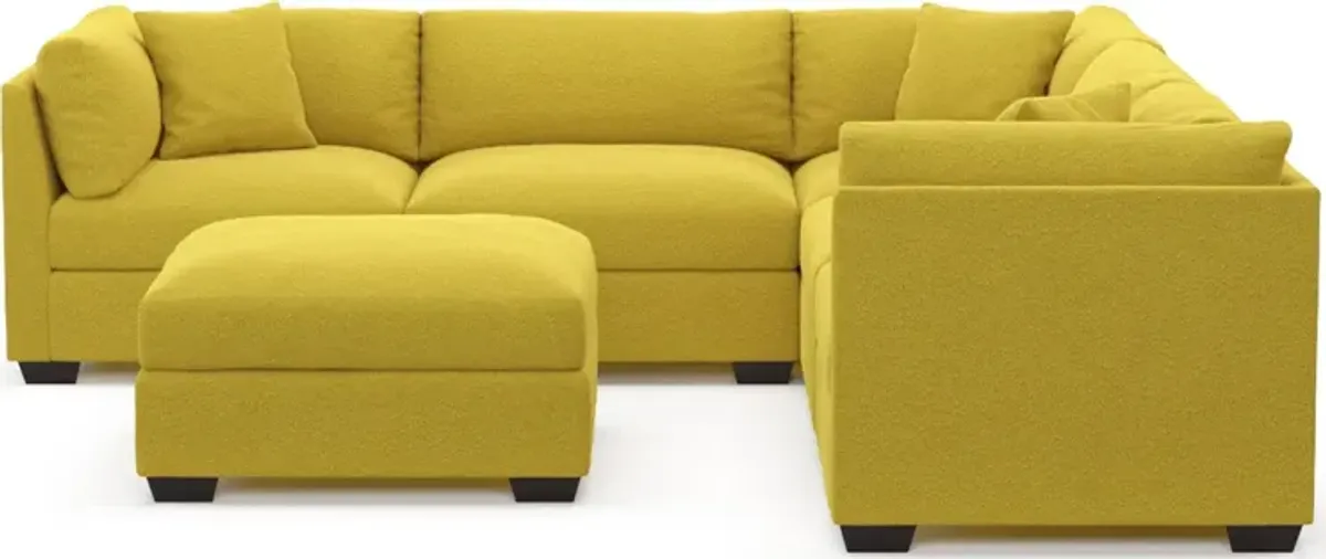 Beckham Foam Comfort 5-Piece Sectional and Ottoman - Bloke Goldenrod