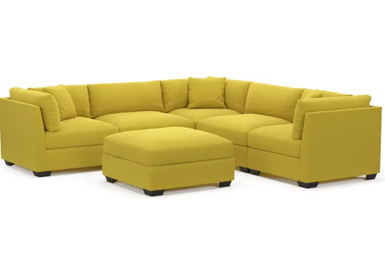 Beckham Foam Comfort 5-Piece Sectional and Ottoman - Bloke Goldenrod