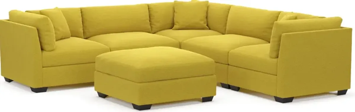 Beckham Foam Comfort 5-Piece Sectional and Ottoman - Bloke Goldenrod