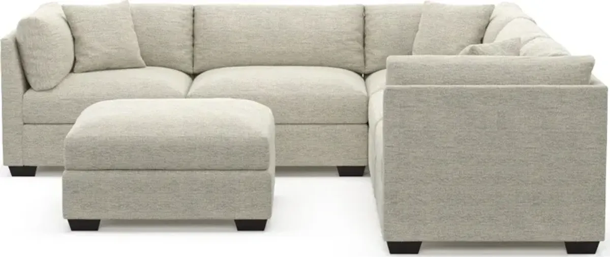 Beckham Foam Comfort 5-Piece Sectional and Ottoman - Merino Chalk