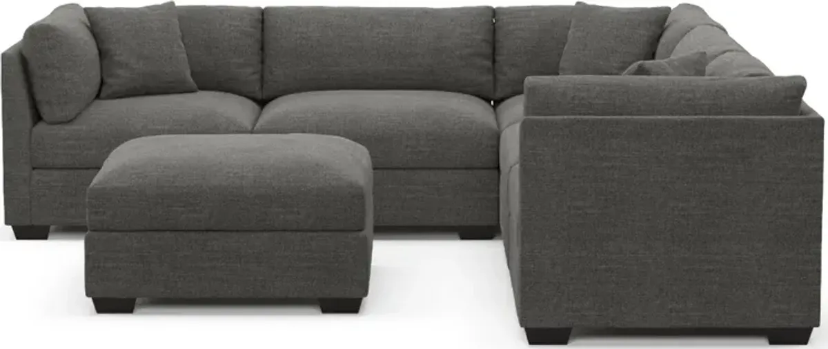 Beckham Foam Comfort 5-Piece Sectional and Ottoman - Curious Charcoal