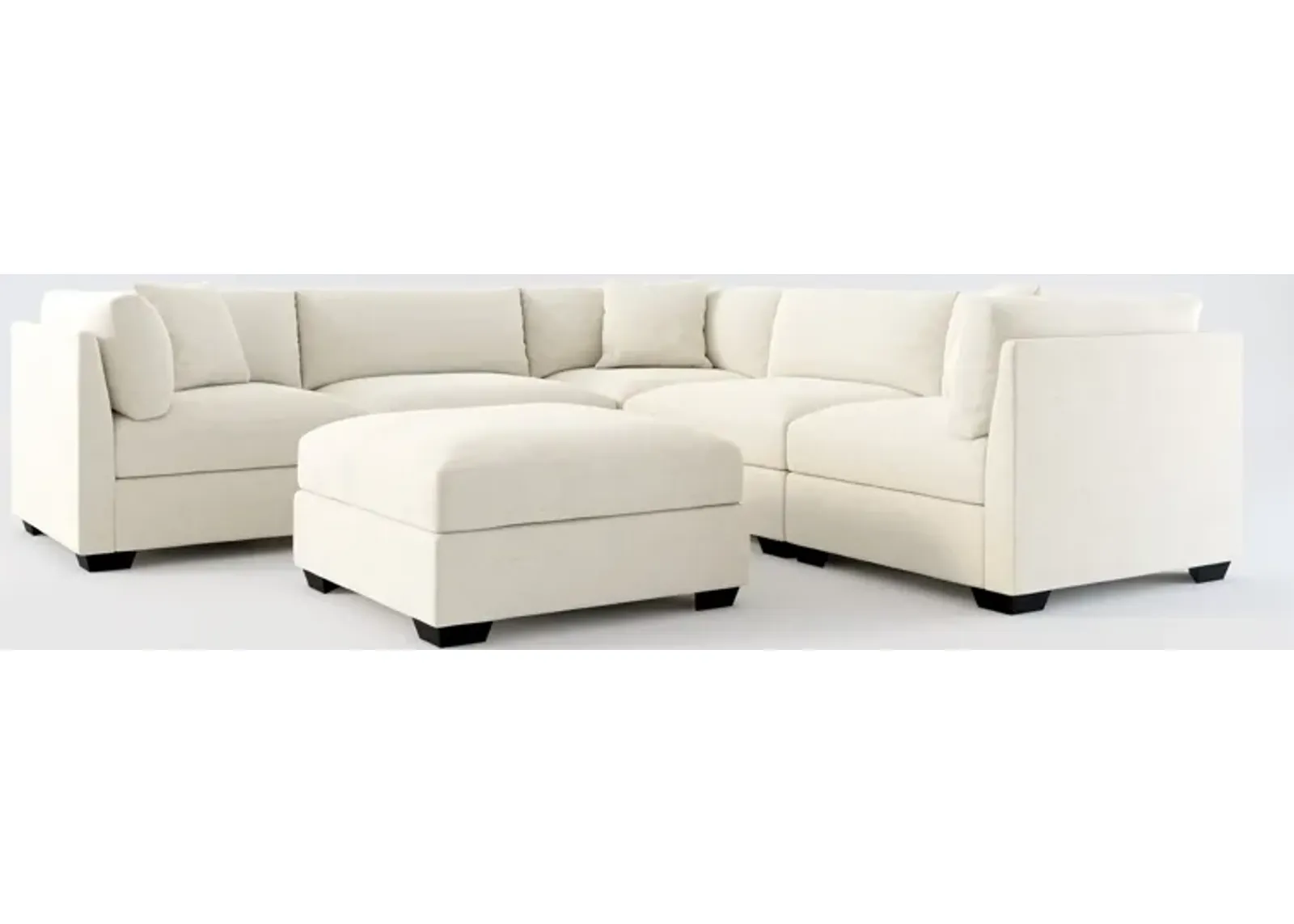 Beckham Foam Comfort 5-Piece Sectional and Ottoman - Curious Pearl