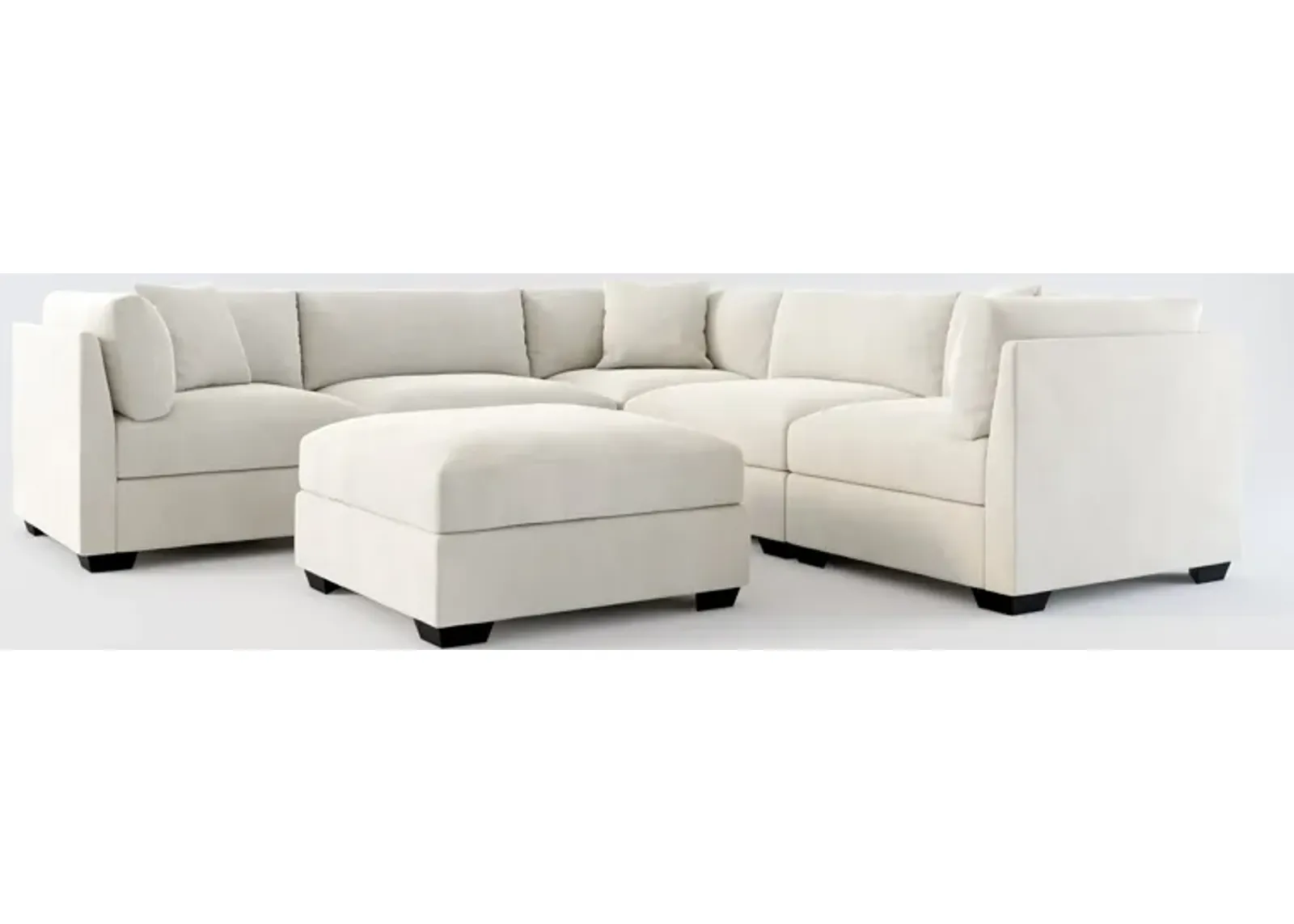 Beckham Foam Comfort 5-Piece Sectional and Ottoman - Laurent Beach