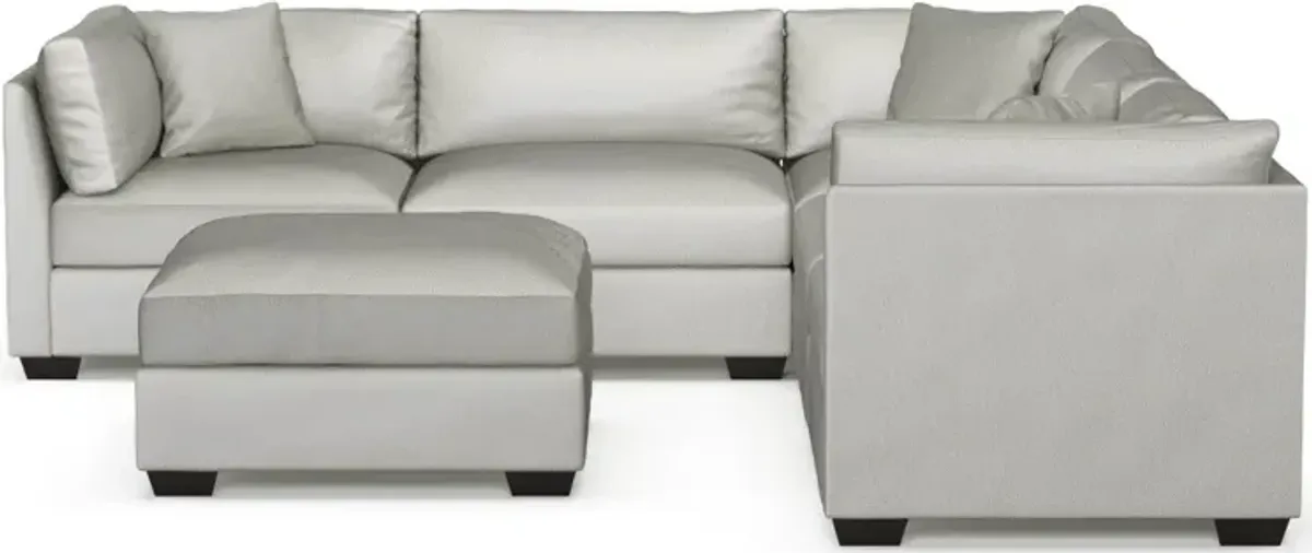 Beckham Foam Comfort 5-Piece Sectional and Ottoman - Oslo Snow