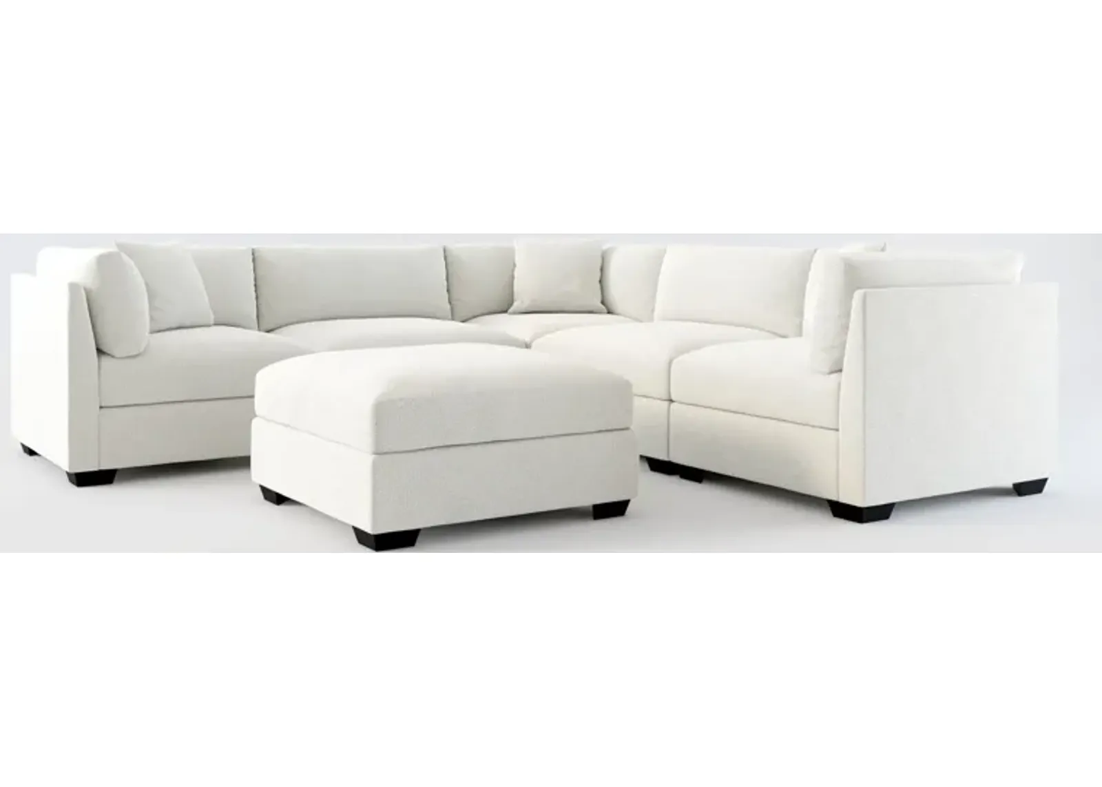 Beckham Foam Comfort 5-Piece Sectional and Ottoman - Oslo Snow