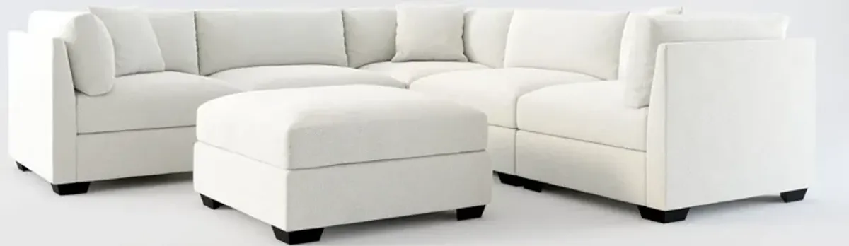 Beckham Foam Comfort 5-Piece Sectional and Ottoman - Oslo Snow