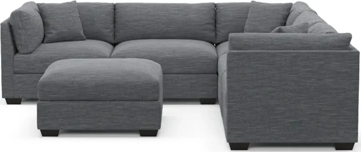 Beckham Foam Comfort 5-Piece Sectional and Ottoman - Dudley Indigo