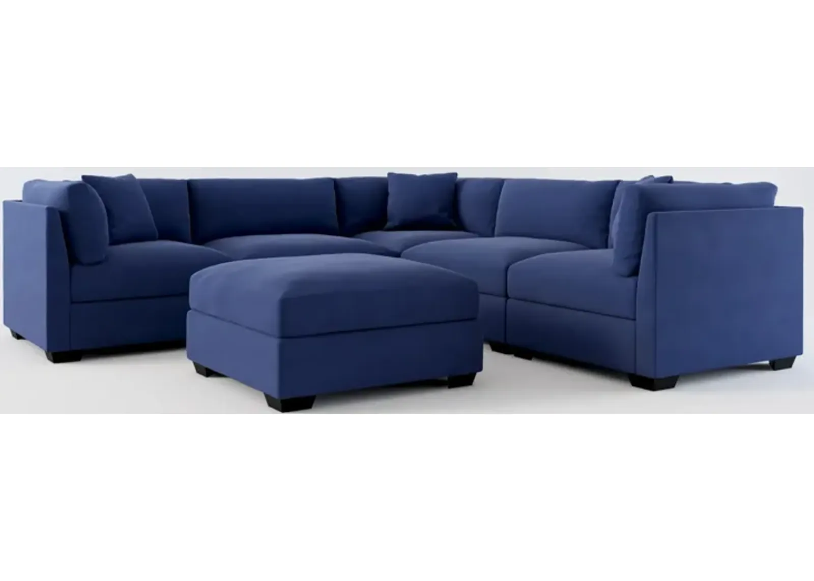 Beckham Foam Comfort 5-Piece Sectional and Ottoman - Abington Indigo