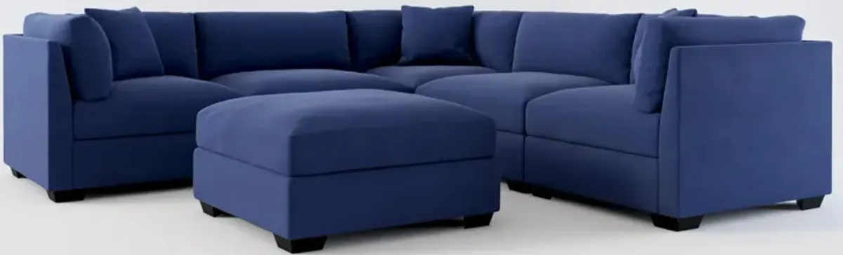 Beckham Foam Comfort 5-Piece Sectional and Ottoman - Abington Indigo