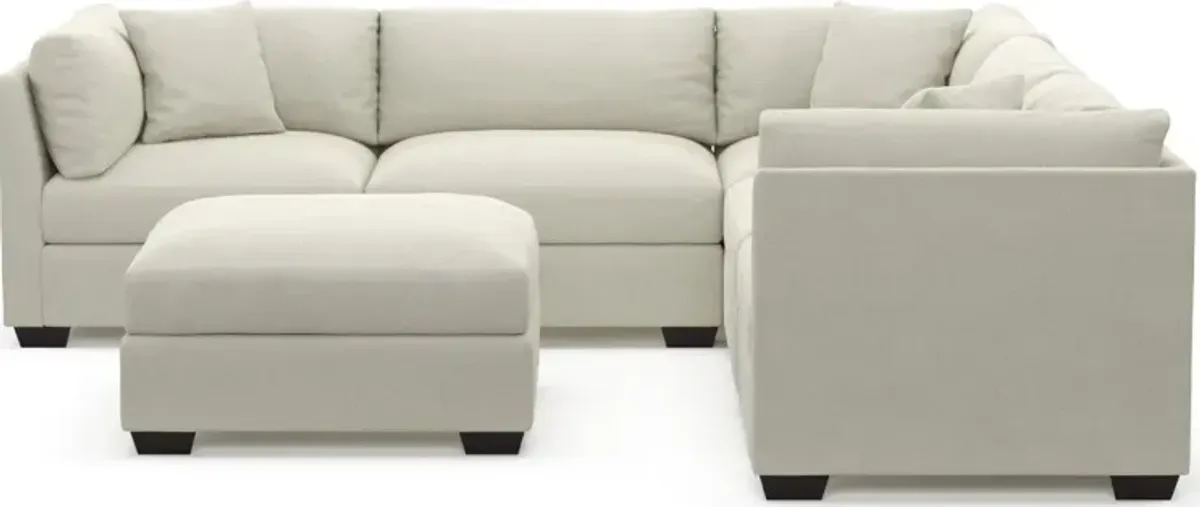 Beckham Foam Comfort 5-Piece Sectional and Ottoman - Anders Ivory