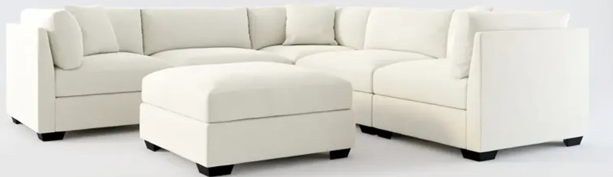 Beckham Foam Comfort 5-Piece Sectional and Ottoman - Anders Ivory