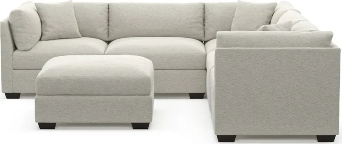 Beckham Foam Comfort 5-Piece Sectional and Ottoman - Everton Grey