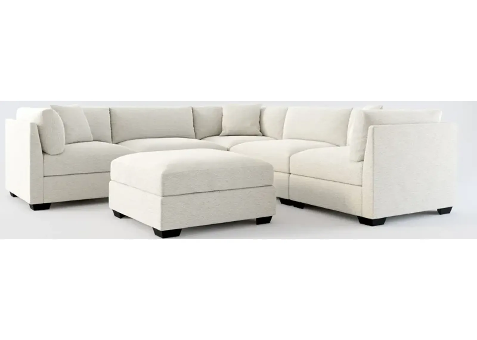 Beckham Foam Comfort 5-Piece Sectional and Ottoman - Everton Grey