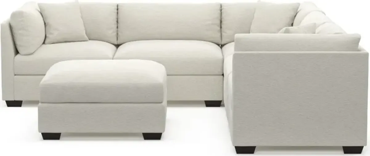 Beckham Foam Comfort 5-Piece Sectional and Ottoman - Living Large White