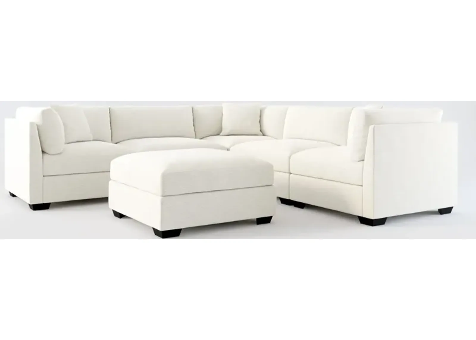 Beckham Foam Comfort 5-Piece Sectional and Ottoman - Living Large White