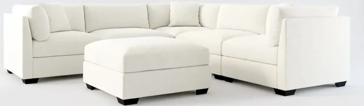 Beckham Foam Comfort 5-Piece Sectional and Ottoman - Living Large White