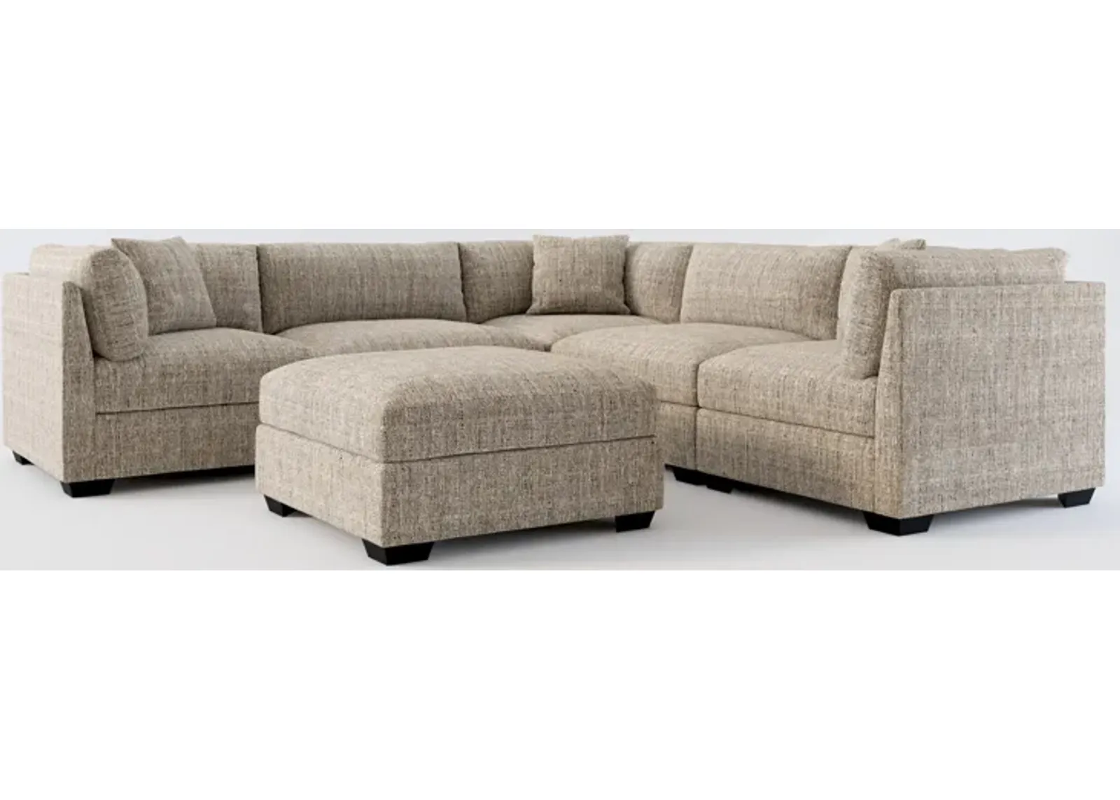 Beckham Foam Comfort 5-Piece Sectional and Ottoman - Mason Flint