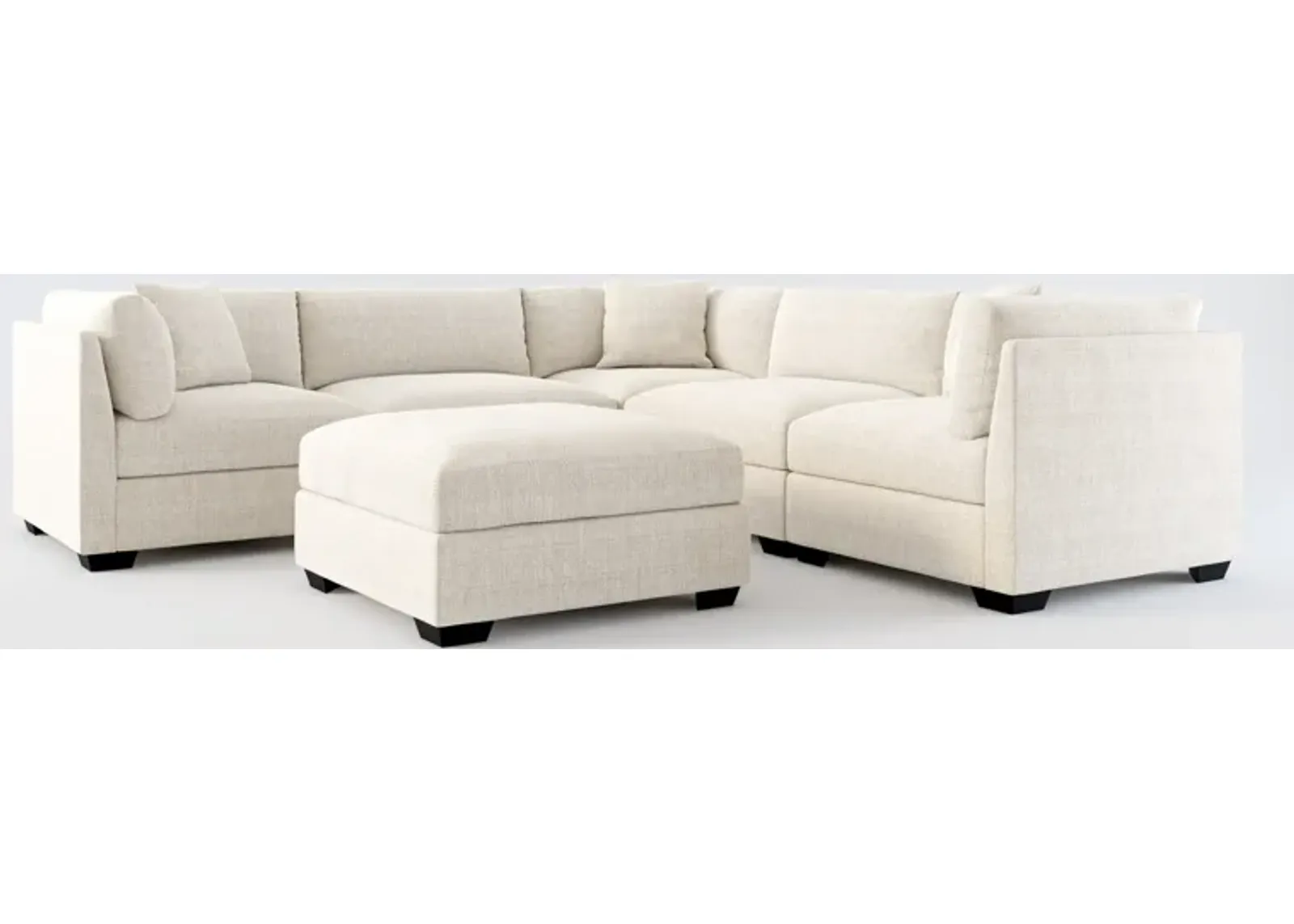 Beckham Foam Comfort 5-Piece Sectional and Ottoman - Mason Porcelain