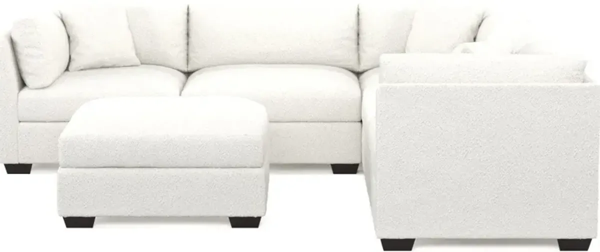 Beckham Foam Comfort 5-Piece Sectional and Ottoman - Bloke Snow