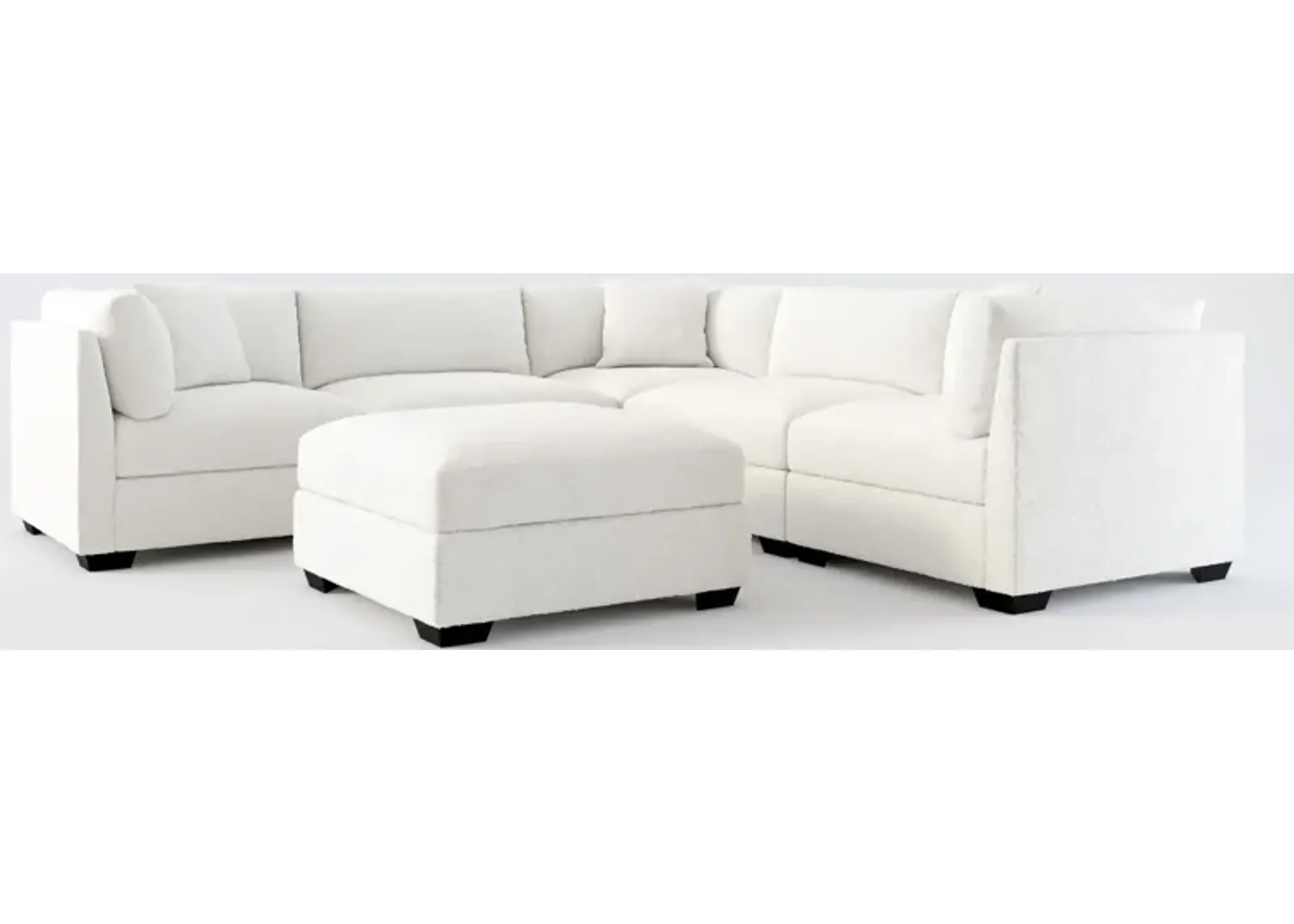 Beckham Foam Comfort 5-Piece Sectional and Ottoman - Bloke Snow