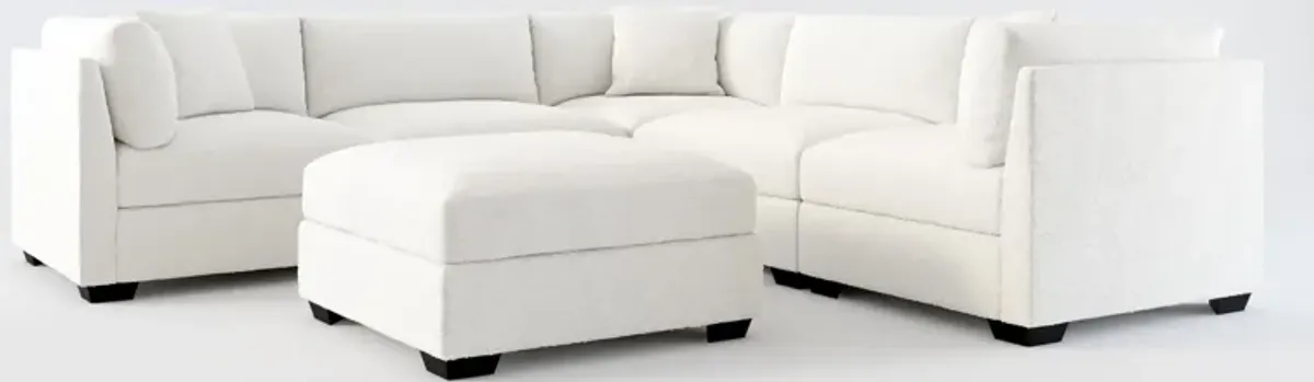 Beckham Foam Comfort 5-Piece Sectional and Ottoman - Bloke Snow