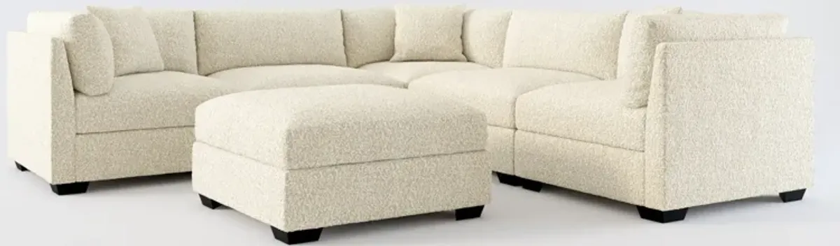 Beckham Foam Comfort 5-Piece Sectional and Ottoman - Bloke Cotton