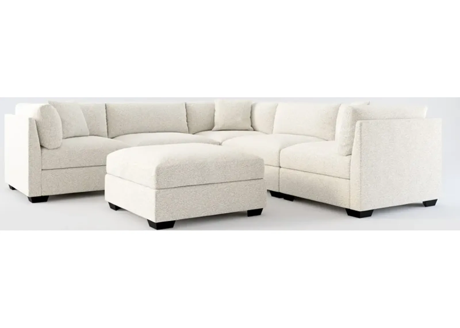 Beckham Foam Comfort 5-Piece Sectional and Ottoman - Muse Stone