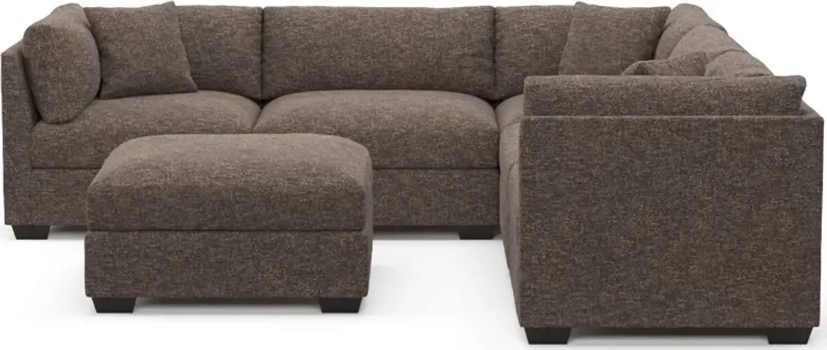 Beckham Foam Comfort 5-Piece Sectional and Ottoman - M Walnut