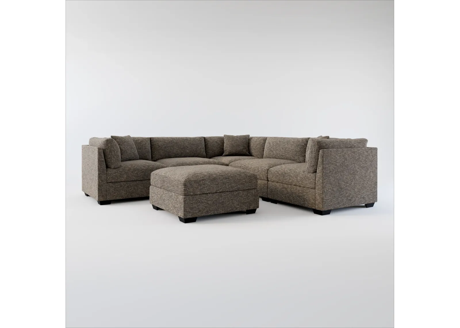 Beckham Foam Comfort 5-Piece Sectional and Ottoman - M Walnut