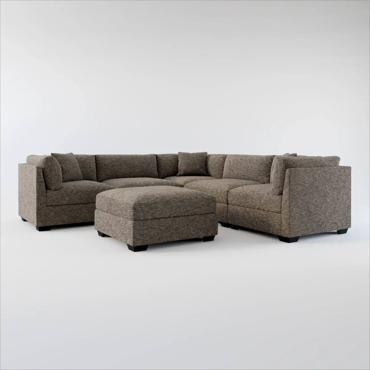 Beckham Foam Comfort 5-Piece Sectional and Ottoman - M Walnut