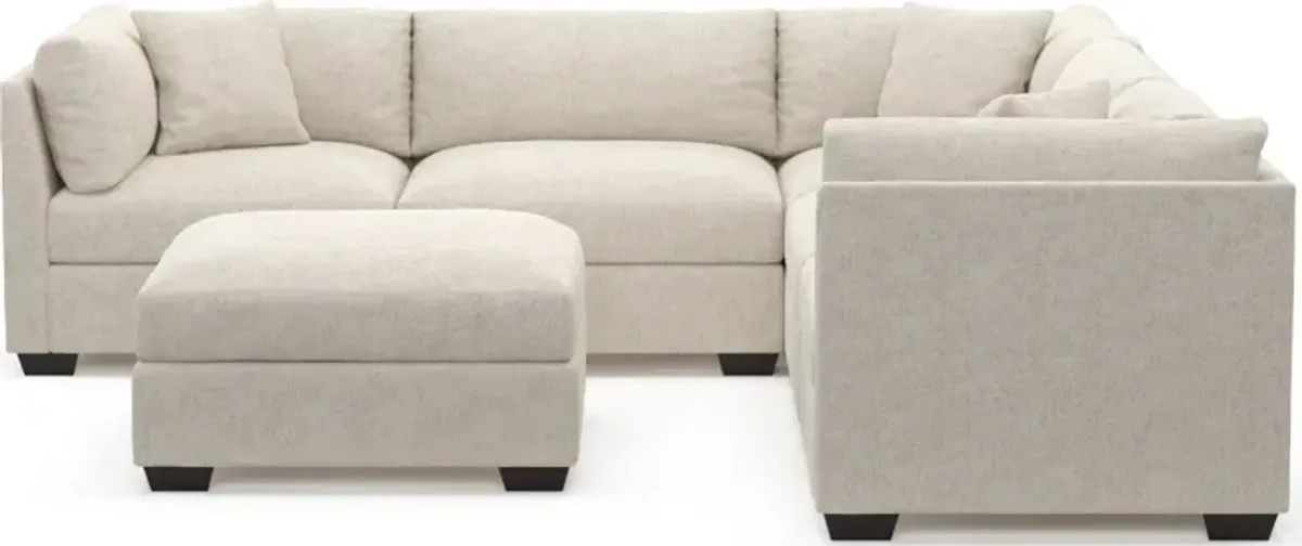 Beckham Foam Comfort 5-Piece Sectional and Ottoman - M Ivory